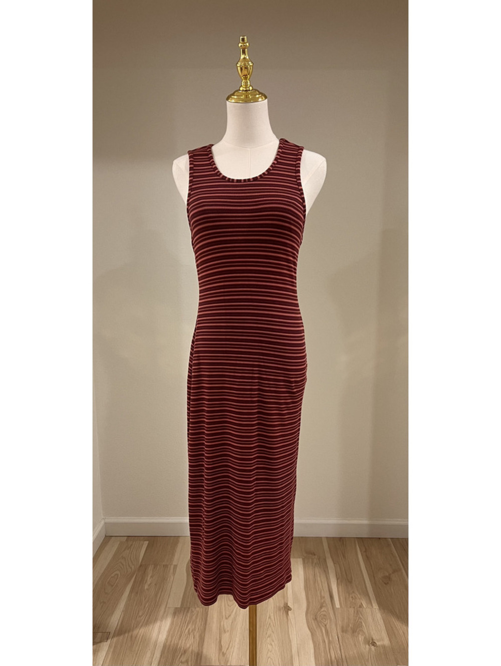 Marine Layer Lexi Rib Midi Dress Striped Small